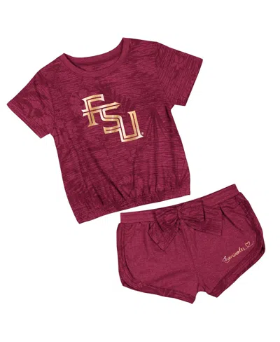 Colosseum Babies' Toddler 2-piece Garnet Florida State Seminoles Fern T-shirt And Shorts Set