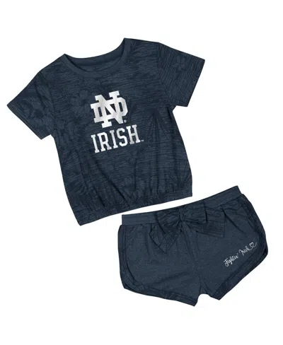 Colosseum Babies' Toddler 2-piece Navy Notre Dame Fighting Irish Fern T-shirt And Shorts Set In Blue