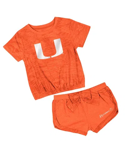 Colosseum Babies' Toddler 2-piece Orange Miami Hurricanes Fern T-shirt And Shorts Set