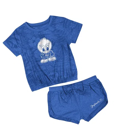 Colosseum Babies' Toddler 2-piece Royal Kansas Jayhawks Fern T-shirt And Shorts Set In Blue