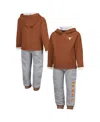 Colosseum Toddler 2-piece Texas Orange/heather Gray Texas Longhorns Poppies Hoodie And Sweatpants Set In Brown