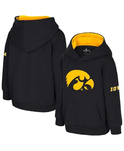 Colosseum Babies' Toddler Black Iowa Hawkeyes Big Logo Volume Fleece Pullover Hoodie