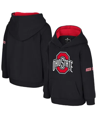 Colosseum Babies' Toddler Black Ohio State Buckeyes Big Logo Volume Fleece Pullover Hoodie