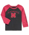 Colosseum Toddler Boys And Girls  Heathered Black Nebraska Huskers Long Sleeve Raglan T-shirt In Heathered Black