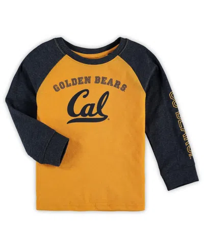 Colosseum Babies' Toddler Boys And Girls  Heathered Gold Cal Bears Long Sleeve Raglan T-shirt