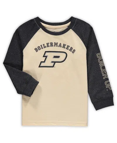 Colosseum Babies' Toddler Boys And Girls  Heathered Gold Purdue Boilermakers Long Sleeve Raglan T-shirt