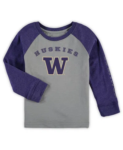 Colosseum Babies' Toddler Boys And Girls  Heathered Gray Washington Huskies Long Sleeve Raglan T-shirt