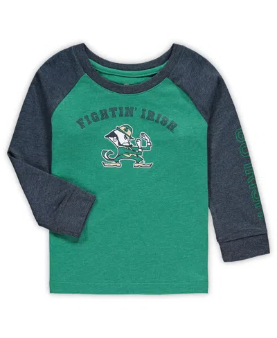 Colosseum Babies' Toddler Boys And Girls  Heathered Green Notre Dame Fighting Irish Long Sleeve Raglan T-shir In Heather Green