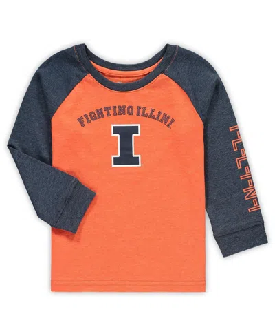 Colosseum Babies' Toddler Boys And Girls  Heathered Orange Illinois Fighting Illini Long Sleeve Raglan T-shir In Heather Orange