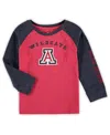 Colosseum Toddler Boys And Girls  Heathered Red Arizona Wildcats Long Sleeve Raglan T-shirt In Heathered Red