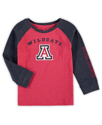 Colosseum Babies' Toddler Boys And Girls  Heathered Red Arizona Wildcats Long Sleeve Raglan T-shirt