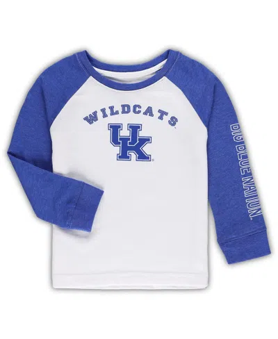 Colosseum Babies' Toddler Boys And Girls  Royal, White Kentucky Wildcats Two-hit Raglan Long Sleeve T-shirt In Royal,white