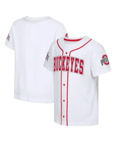 Colosseum Kids' Toddler Boys And Girls  White Ohio State Buckeyes Buddy Baseball T-shirt