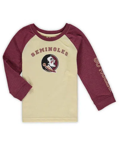 Colosseum Babies' Toddler Boys And Girls Heathered Gold Florida State Seminoles Long Sleeve Raglan T-shirt In Heather Gold