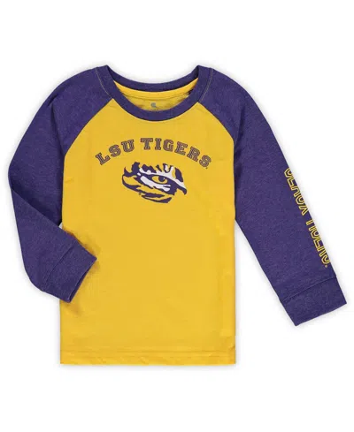 Colosseum Babies' Toddler Boys And Girls Heathered Gold Lsu Tigers Long Sleeve Raglan T-shirt In Heather Gold