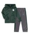 Colosseum Toddler Boys  Green, Gray Michigan State Spartans Shark Full-zip Hoodie Jacket And Pants Se In Green,gray