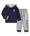 Colosseum Toddler Boys  Navy And Heathered Gray Navy Midshipmen Poppies Pullover Hoodie And Sweatpant In Navy,heathered Gray