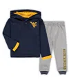 Colosseum Toddler Boys  Navy, Heathered Gray West Virginia Mountaineers Poppies Hoodie And Sweatpants In Navy,heathered Gray