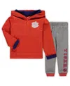 Colosseum Toddler Boys  Orange, Heather Gray Clemson Tigers Poppies Hoodie And Sweatpants Set In Orange,heathered Gray