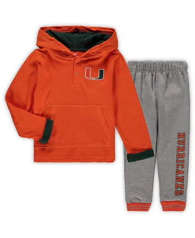 Colosseum Babies' Toddler Boys  Orange, Heathered Gray Miami Hurricanes Poppies Hoodie And Sweatpants Set In Orange,heathered Gray
