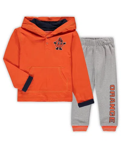 Colosseum Babies' Toddler Boys  Orange, Heathered Gray Syracuse Orange Poppies Hoodie And Sweatpants Set In Orange,heathered Gray