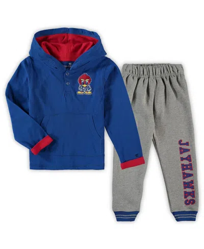 Colosseum Babies' Toddler Boys  Royal, Heathered Gray Florida Gators Poppies Hoodie And Sweatpants Set In Royal,heathered Gray