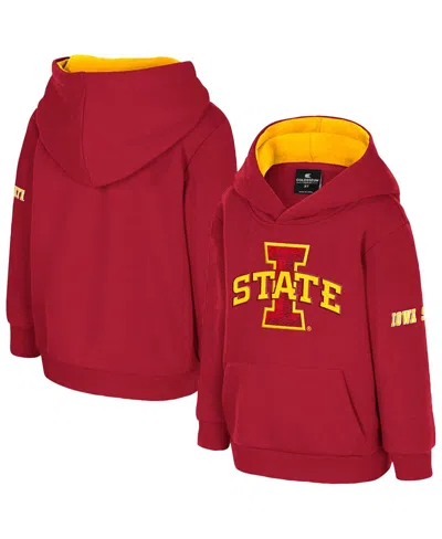 Colosseum Babies' Toddler Cardinal Iowa State Cyclones Big Logo Volume Fleece Pullover Hoodie In Red
