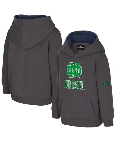 Colosseum Babies' Toddler Charcoal Notre Dame Fighting Irish Big Logo Volume Fleece Pullover Hoodie In Gray