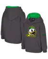 Colosseum Toddler Charcoal Oregon Ducks Big Logo Volume Fleece Pullover Hoodie In Black