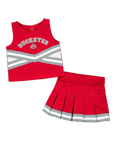 Colosseum Babies' Toddler Girls  Scarlet Ohio State Buckeyes Carousel Cheerleader Set