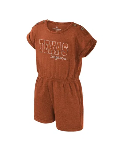Colosseum Babies' Toddler Girls Texas Orange Texas Longhorns Cinder Romper In Brown