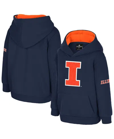 Colosseum Babies' Toddler Navy Illinois Fighting Illini Big Logo Volume Fleece Pullover Hoodie In Blue