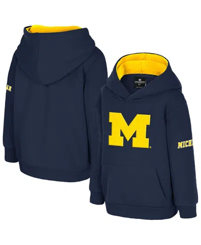 Colosseum Babies' Toddler Navy Michigan Wolverines Big Logo Volume Fleece Pullover Hoodie In Blue