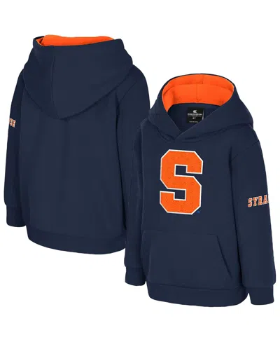 Colosseum Babies' Toddler Navy Syracuse Orange Big Logo Volume Fleece Pullover Hoodie In Blue