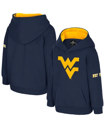 Colosseum Babies' Toddler Navy West Virginia Mountaineers Big Logo Volume Fleece Pullover Hoodie In Blue