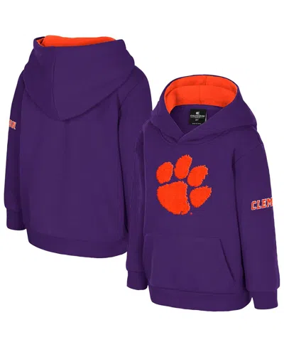 Colosseum Babies' Toddler Purple Clemson Tigers Big Logo Volume Fleece Pullover Hoodie
