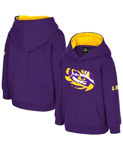 Colosseum Babies' Toddler Purple Lsu Tigers Big Logo Volume Fleece Pullover Hoodie