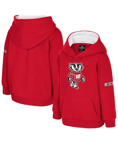 Colosseum Babies' Toddler Red Wisconsin Badgers Big Logo Volume Fleece Pullover Hoodie