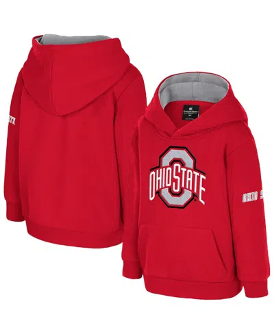 Colosseum Babies' Toddler Scarlet Ohio State Buckeyes Big Logo Volume Fleece Pullover Hoodie In Red