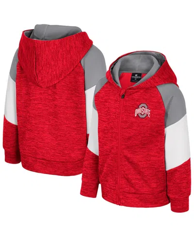 Colosseum Babies' Toddler Scarlet Ohio State Buckeyes Spirit Hollow Full-zip Hoodie In Red