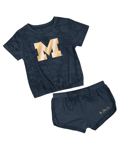 Colosseum Babies' Toddlerâ 2-piece Navy Michigan Wolverines Fern T-shirt And Shorts Set In Black