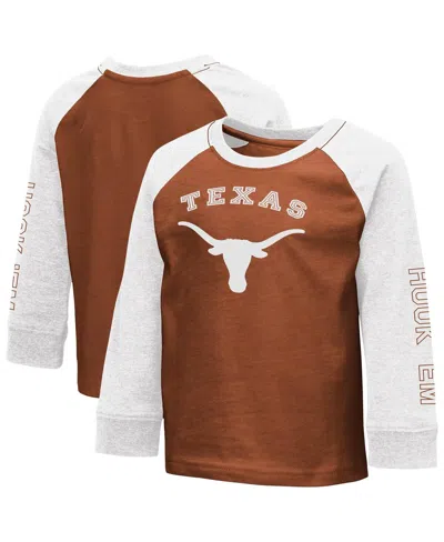 Colosseum Babies' Toddlertexas Orange Texas Longhorns Two-hit Raglan Long Sleeve T-shirt In Brown