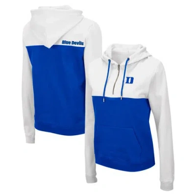 Colosseum White/royal Duke Blue Devils Aidan Lightweight Half-zip Hoodie