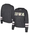 Colosseum Women's Black Iowa Hawkeyes Lost City Speckle Pullover Sweatshirt In Black