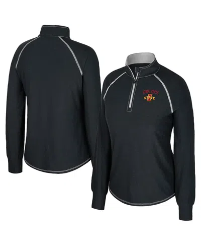 Colosseum Women's Black Iowa State Cyclones Bikram Raglan Quarter-zip Sweatshirt