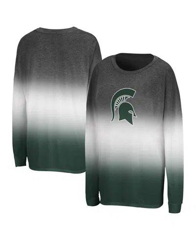 Colosseum Women's Black Michigan State Spartans Winkle Dip Dye Long Sleeve T-shirt