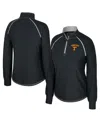 Colosseum Women's Black Tennessee Volunteers Bikram Raglan Quarter-zip Sweatshirt In Black