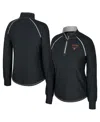 Colosseum Women's Black Texas Longhorns Bikram Raglan Quarter-zip Sweatshirt In Blue