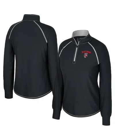 Colosseum Women's Black Wisconsin Badgers Bikram Raglan Quarter-zip Sweatshirt