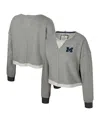 Colosseum Women's Charcoal Michigan Wolverines Magnum Scoop Neck Cropped Pullover Sweatshirt In Charcoal